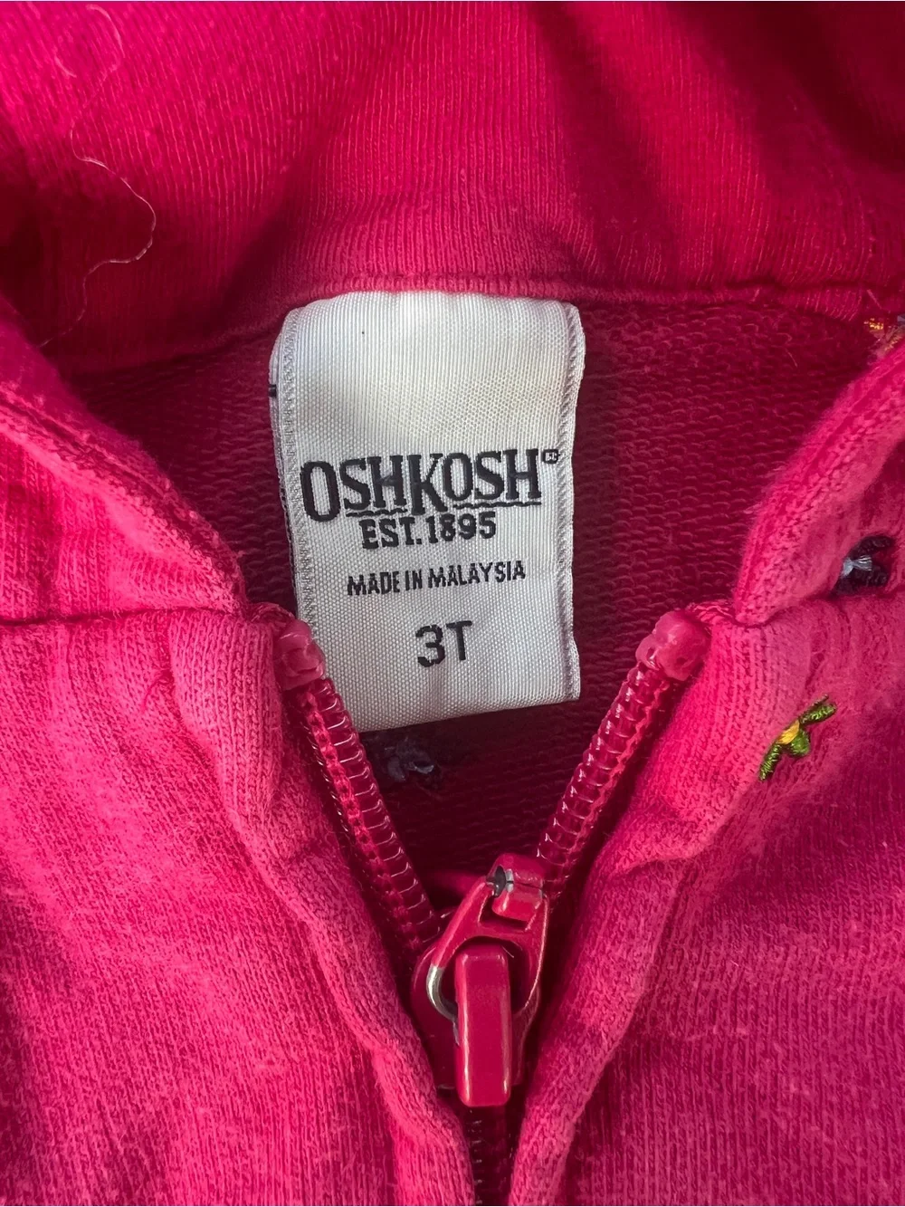Y2K OshKosh Girls 3T 2pc Pink Floral Embroidered Zip Hoodie & Pants Set